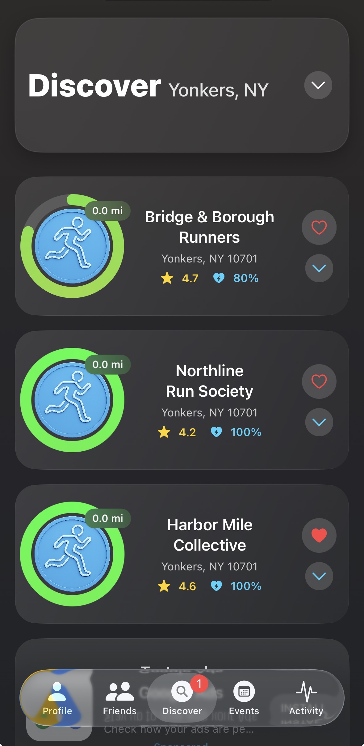 STRYDLY club discovery interface